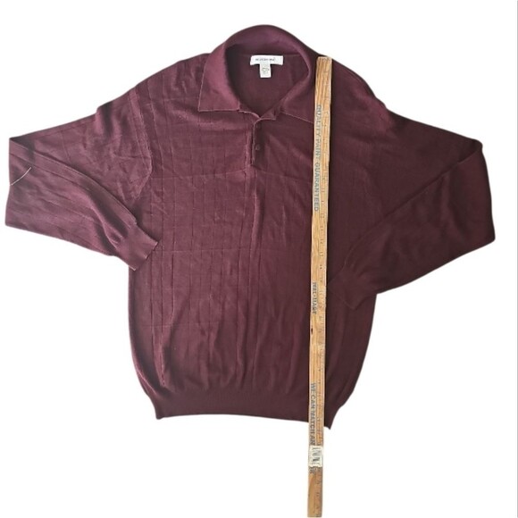 Pronto Uomo Burgundy Silk Cotton Sweater Sz L Classic Minimalist Lightweight - Picture 12 of 13